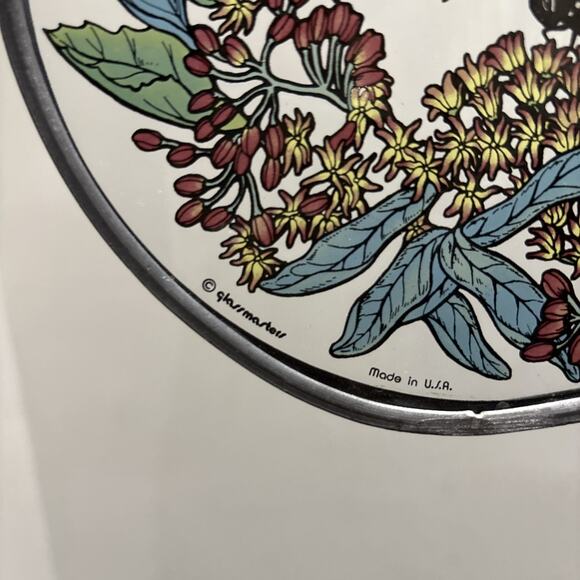 Glassmasters Suncatcher Monarch Butterfly Daisies 6.25" Made In USA Vintage - Picture 3 of 7